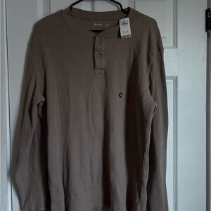 Men's Brown Long Sleeve Henley Shirt